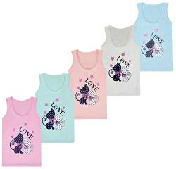 LOREZA ® 5 Stück Mädchen Baumwolle Unterhemden Tank Top Kinder - 152-158 (12-13 Jahre) - Modell 2 von LOREZA