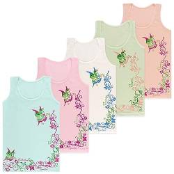 LOREZA ® 5 Stück Mädchen Baumwolle Unterhemden Tank Top Kinder - Butterfly - 104-110 (4-5 Jahre) - Modell 1 von LOREZA