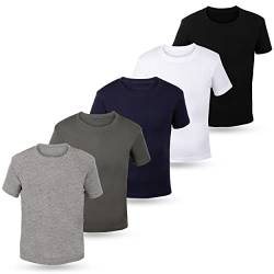LOREZA ® 5er Pack Kinder Jungen Mädchen Unterhemd Kurzarm T-Shirt 100% Baumwolle (104-110 (4-5Jahre), Mix) von LOREZA
