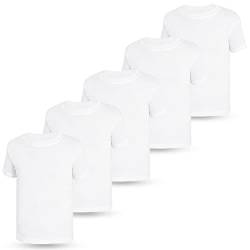 LOREZA ® 5er Pack Kinder Jungen Mädchen Unterhemd Kurzarm T-Shirt 100% Baumwolle (104-110 (4-5Jahre), White) von LOREZA