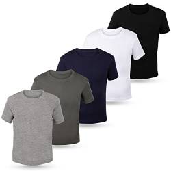 LOREZA ® 5er Pack Kinder Jungen Mädchen Unterhemd Kurzarm T-Shirt 100% Baumwolle (116-122 (6-7Jahre), Mix) von LOREZA