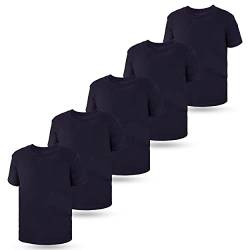LOREZA ® 5er Pack Kinder Jungen Mädchen Unterhemd Kurzarm T-Shirt 100% Baumwolle (128-134 (8-9Jahre), Blue) von LOREZA