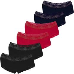 LOREZA ® 6er Set Damen Panties Unterwäsche mit Spitze Baumwolle (40, Modell 3-6 STÜCK) von LOREZA