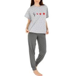 LOREZA ® Damen Pyjama Baumwolle Set Schlafanzug aus Baumwolle Kurzarm - S - Modell 1 von LOREZA