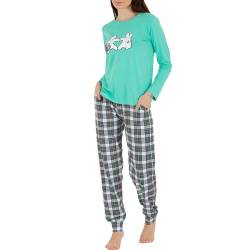 LOREZA ® Damen Pyjama Baumwolle Set Schlafanzug aus Baumwolle Langarm - S - Modell 6 von LOREZA