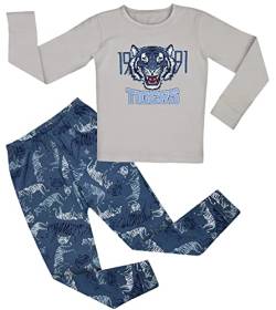 LOREZA ® Jungen Pyjama Baumwolle Set Zweiteiliger Schlafanzug (104-110 (4-5 Jahre), Grau) von LOREZA