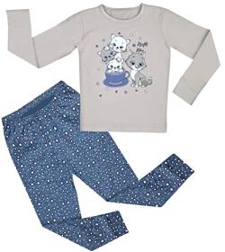LOREZA ® Mädchen Kinder Pyjama Baumwolle Set Zweiteiliger Schlafanzug (104-110 (4-5 Jahre), Modell 2 Natur) von LOREZA