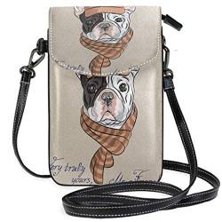 Französische Bulldogge, Handy-Geldbörse, Geldbörse, für Damen, Mädchen, kleine Umhängetasche, Tasche, Multicolor von LORONA