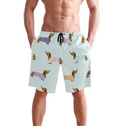 LORONA Herren Dackel Hunde Muster Art Board Shorts Schnelltrocknende Badehose Strandbadebekleidung von LORONA