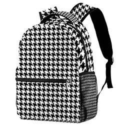LORVIES Klassischer Hahnentritt-Rucksack, Schulterrucksack, Büchertasche für Schule, Studenten, Reisetaschen von LORVIES