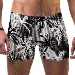 Lorvies Herren Badehose mit Kokosnuss-Palme, kurz, quadratische Beine, schnell trocknend, Größe S Gr. L/XL, multi von LORVIES