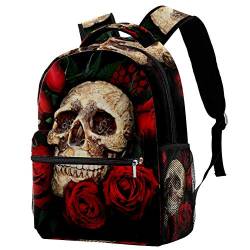 Lorvies Rucksack mit Totenkopf-Motiv, rote Rosen von LORVIES