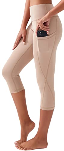 LOS OJOS Capri Leggings Damen – Yogahose mit Taschen, Workout-Leggings mit hoher Speck-Weg-Taille für Frauen von LOS OJOS