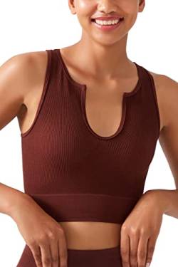 LOS OJOS Crop Tops Damen - Crop Tank Top - Nahtloses Geripptes Crop Tank mit Rundhalsausschnitt von LOS OJOS