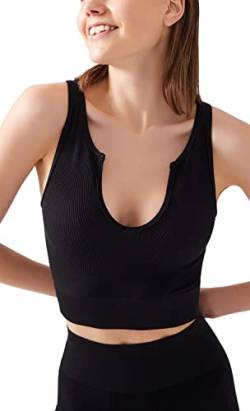 LOS OJOS Crop Tops Damen - Crop Tank Top - Nahtloses Geripptes Crop Tank mit Rundhalsausschnitt von LOS OJOS