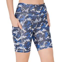 LOS OJOS Damen Biker camo Shorts, Kohle-True Navy, L EU von LOS OJOS