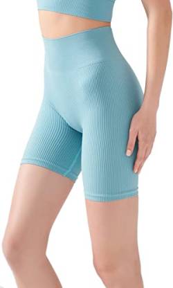 LOS OJOS Radlerhose Damen - Shorts mit hoher Taille - Nahtlos gerippte Biker Shorts mit hoher Taille von LOS OJOS