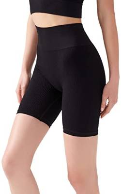 LOS OJOS Radlerhose Damen - Shorts mit hoher Taille - Nahtlos gerippte Biker Shorts mit hoher Taille von LOS OJOS