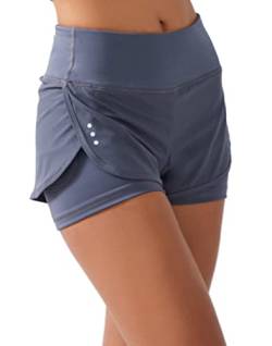 LOS OJOS Sport Shorts Damen - 2 in 1 Workout Shorts - Yoga Shorts für Frauen mit Taschen für Yoga, Laufen und Training, L von LOS OJOS