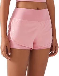 LOS OJOS Sport Shorts Damen - 2 in 1 Workout Shorts - Yoga Shorts für Frauen mit Taschen für Yoga, Laufen und Training, Rosa, L von LOS OJOS