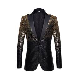 Glitzer Anzug Herren Regular Fit ,Pailletten Blazer Herren Langarm,Sakko Herren Glänzende Anzugjacket Festlich Mantel Schwarz Partyanzug Männer Anzugjacken für Party Karneval Kostüm Disco Outfit von LOSSLO