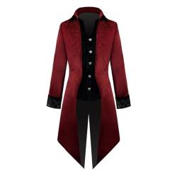 Gothic Jacke Herren ,Mittelalter Mantel Herren,Steampunk Jacke Herren Vintage Hoodie Kapuzenjacke Sweatjacke mit Kapuze Punk Mäntel Kapuzenpullover Viktorianischen Fasching Karneval Halloween Kostüm von LOSSLO