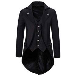 LOSSLO Steampunk Herren Frack,Mittelalter Kleidung Viktorianische Jacke Gothic Mantel Gehrock Mäntel Jacquard Festlich Anzug Lang Viktorianischen Punk Männer Party Halloween Karneval Kostüm von LOSSLO