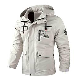 LOSSLO Winterjacke Herren mit Kapuze,Arbeitsjacke Herren Winter,Cargo Jacke Herren Winter Übergangsjacke Zip Hoodie Mantel Leichte Freizeitjacke mit Vielen Taschen Workwear Outdoor Jacken für Männer von LOSSLO