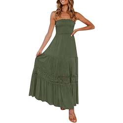 Sommerkleid Damen Lang -Bandeau Maxikleid Damen Elegant,Strandkleid Damen Trägerloses Partykleid Boho Strandkleider Sommer Freizeitkleider Schulterfreies Abendkleid Volant Maxi Kleider für Frauen von LOSSLO