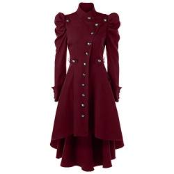 Steampunk Jacke Damen ,Gothic Mantel Damen,Mittelalter Kleidung Retro Vintage Gehrock Frack Jacke Spitzen Punk Mäntel Viktorianischer Trenchcoat Cosplay Uniform Karneval Halloween Kostüm für Frauen von LOSSLO