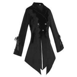 Steampunk Jacke Damen ,Gothic Mantel Damen,Mittelalter Kleidung Retro Vintage Gehrock Frack Jacke Spitzen Punk Mäntel Viktorianischer Trenchcoat Cosplay Uniform Karneval Halloween Kostüm für Frauen von LOSSLO