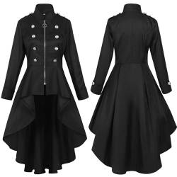 Steampunk Jacke Damen ,Gothic Mantel Damen,Mittelalter Kleidung Retro Vintage Gehrock Frack Jacke Spitzen Punk Mäntel Viktorianischer Trenchcoat Cosplay Uniform Karneval Halloween Kostüm für Frauen von LOSSLO