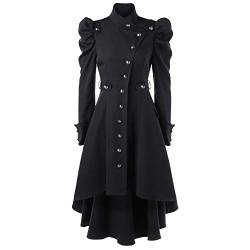 Steampunk Jacke Damen ,Gothic Mantel Damen,Mittelalter Kleidung Retro Vintage Gehrock Frack Jacke Spitzen Punk Mäntel Viktorianischer Trenchcoat Cosplay Uniform Karneval Halloween Kostüm für Frauen von LOSSLO