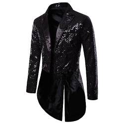 Steampunk Jacke Herren ,Frack Mantel Herren Vintage,Mittelalter Gehrock Blazer Gothic Mäntel Glitzer Festlich Anzug Pailletten Viktorianischen Punk Smoking Jacke Männer Karneval Halloween Kostüm von LOSSLO