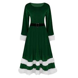 Weihnachtskleid Damen Elegant ,Samtkleid Damen Langarm,Partykleid Damen Lang Weihnachts Kleider Rundhals Weihnachtskleider Midikleid Frauen Winterkleid Warm Weihnachten Kostüm Xmas Casual Dresses von LOSSLO