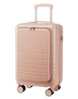 LOSTIS Koffer Reisekoffer Rollkoffer Handgepäck, Von Der Fluggesellschaft Zugelassen, Leichter Koffer, Hartschalen-Reisegepäck Kabinenkoffer Handgepäck (Color : Rosa, Size : 20in) von LOSTIS