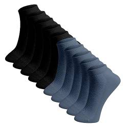 LOSVIP 10 Paar Unisex einfarbige, atmungsaktive, bequeme Sportsocken, Bootssocken Kuschelsocken Antirutsch Damen (Black+Gray, One Size) von LOSVIP