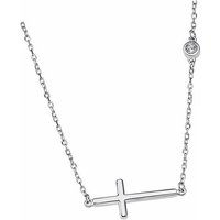 LOTUS SILVER Silberkette Lotus Silver Kreuz Halskette, Damen Kette Kreuz aus 925 Sterling Silber, silber, weiß von LOTUS SILVER