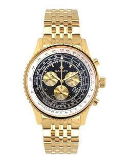 LOUIS XVI Artagnan Herrenuhr Chronograph 47 mm Schweizer Quarzwerk Edelstahl Armbanduhr Gold/Silber Saphirglas Wasserdicht Analog (Gold Schwarz 982) von LOUIS XVI