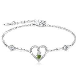 LOUISA SECRET Armband Damen, Armkette Damen Silber 925 Infinity Herz Geburtsstein Armbänder Damen Schmuck Valentinstag Muttertag Geburtstags Weihnachten Geschenk für Frauen Sie Freundin von LOUISA SECRET