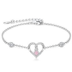 LOUISA SECRET Armband Damen, Armkette Damen Silber 925 Infinity Herz Geburtsstein Armbänder Damen Schmuck Valentinstag Muttertag Geburtstags Weihnachten Geschenk für Frauen Sie Freundin von LOUISA SECRET