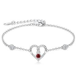 LOUISA SECRET Armband Damen, Armkette Damen Silber 925 Infinity Herz Geburtsstein Armbänder Damen Schmuck Valentinstag Muttertag Geburtstags Weihnachten Geschenk für Frauen Sie Freundin von LOUISA SECRET