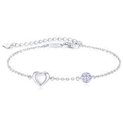 LOUISA SECRET Armband Damen Infinity Armband Silber 925 Damen Zirkonia Herz Armband Verstellbares Armband Valentinstag Geburtstag Jahrestag schmuck Geschenk für Frauen & Freundin zum & mama von LOUISA SECRET