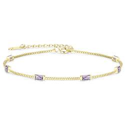 LOUISA SECRET Gold Armband Damen 925 Sterling Silber 14k Vergoldet Zirkonia Armbänder Damen Verstellbar Armkette Valentinstag Muttertag Geburtstags Weihnachts geschenke für Frauen Freundin mama von LOUISA SECRET