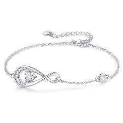 LOUISA SECRET Infinity Armband Damen Sterling Silber 925 Rosegold Herzen Armband Verstellbares Armkette Muttertag Valentinstag Jahrestag Geburtstags Weihnachten geschenke für Frauen Freundin Mutter von LOUISA SECRET