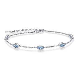 LOUISA SECRET Pferdeaugen Armband Damen 925 Sterling Silber Zirkonia Gold Armbänder Verstellbar Valentinstag Muttertag Geburtstags Weihnachten Geschenk für Sie Frauen Freundin mama von LOUISA SECRET