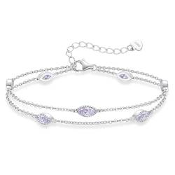 LOUISA SECRET Pferdeaugen Armband Damen 925 Sterling Silber Zirkonia Gold Armbänder Verstellbar Valentinstag Muttertag Geburtstags Weihnachten Geschenk für Sie Frauen Freundin mama von LOUISA SECRET