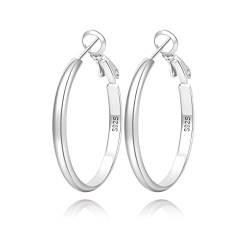 LOUMILEO Creolen Silber 925 Groß Silber Creolen Hypoallergen Silber Creolen für Damen Leicht Große Creolen Ohrringe Silber 925 Creolen für Damen (30mm) von LOUMILEO