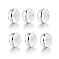 LOVANS 6 Stück Charms Stopper 925er Sterling Silber mit Gummi Clip Spacer Stopper Charms Perlen für Damen Bead Charms Armbänder Anhänger von LOVANS