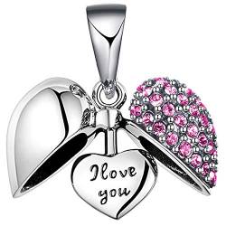 LOVANS 925 Sterling Silber Ich Liebe Dich Herz Charm Perle kompatibel mit europäischen Armbändern von LOVANS